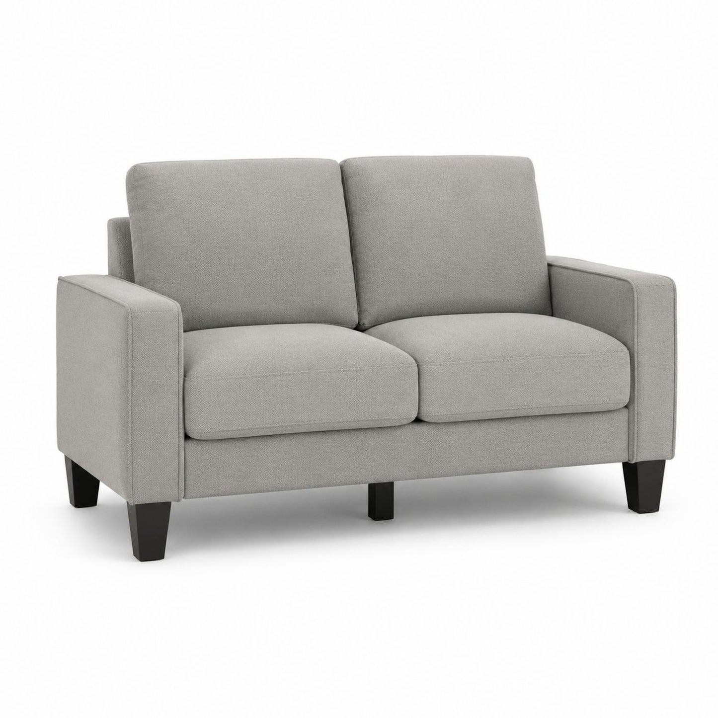 Sofa dwuosobowa z tkaniny poliestrowej, szara