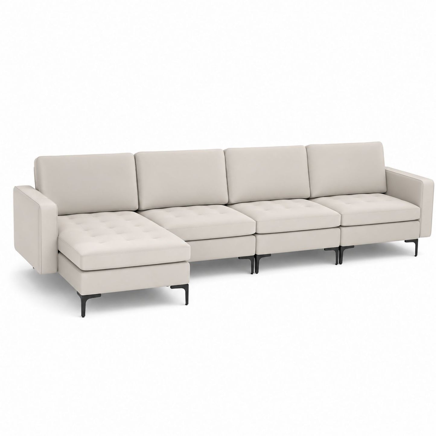 Sofa modułowa z ekoskóry Beżowa 300x90x80 cm