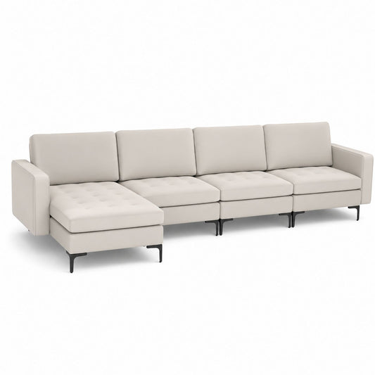 Sofa modułowa z ekoskóry Beżowa 300x90x80 cm