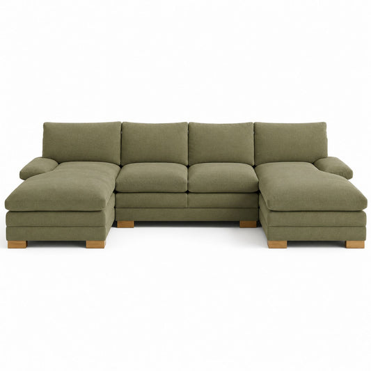 Narożnik zielony tapicerowany z poliestru 300cm x 150cm x 85cm