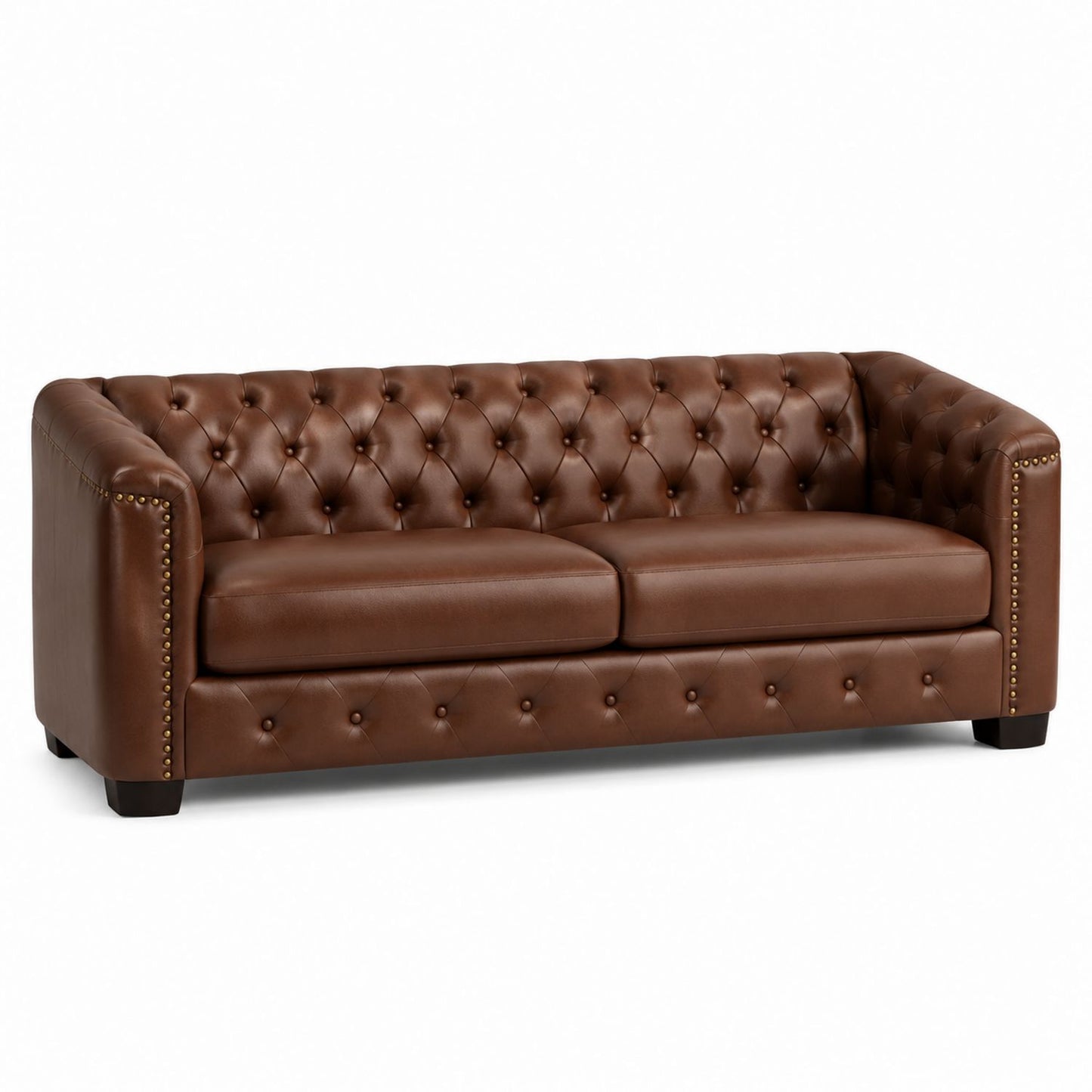 Sofa skórzana brązowa Chesterfield 210 cm