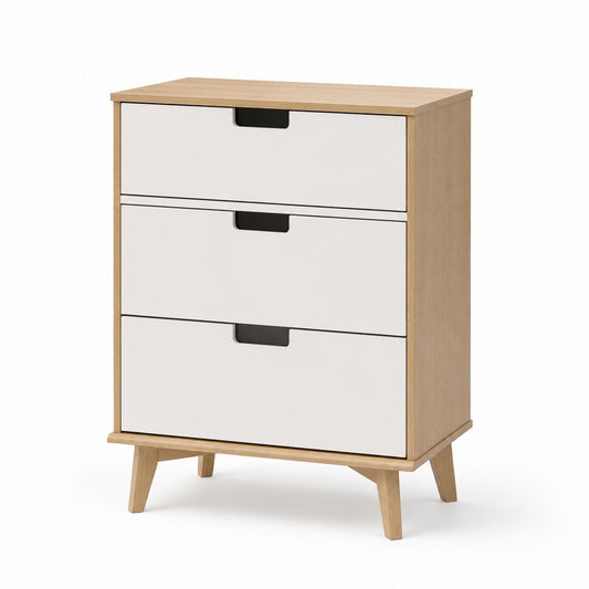 Komoda trójszufladowa MDF Dąb/Biały