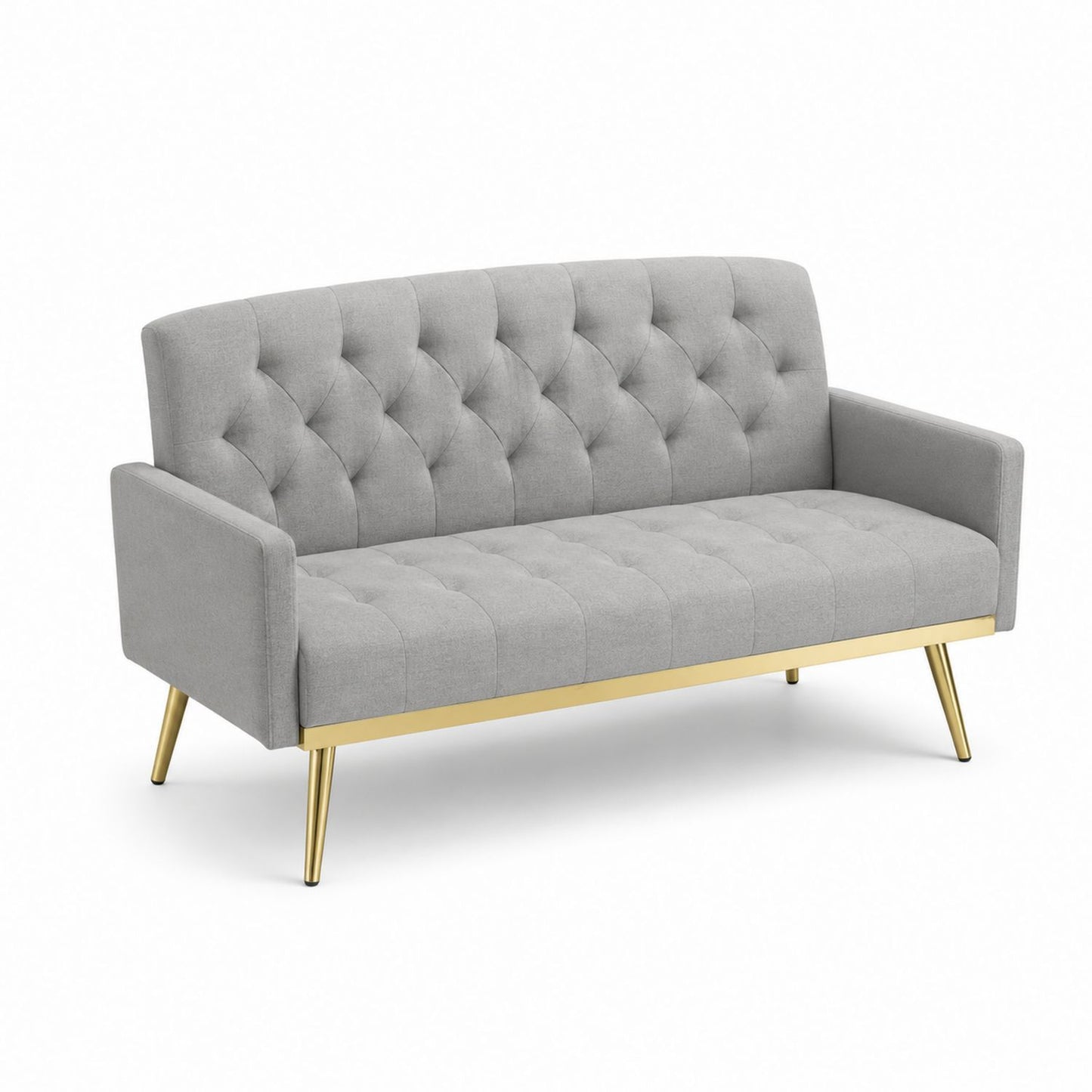 Sofa tapicerowana z poliestru szara z nogami stalowymi