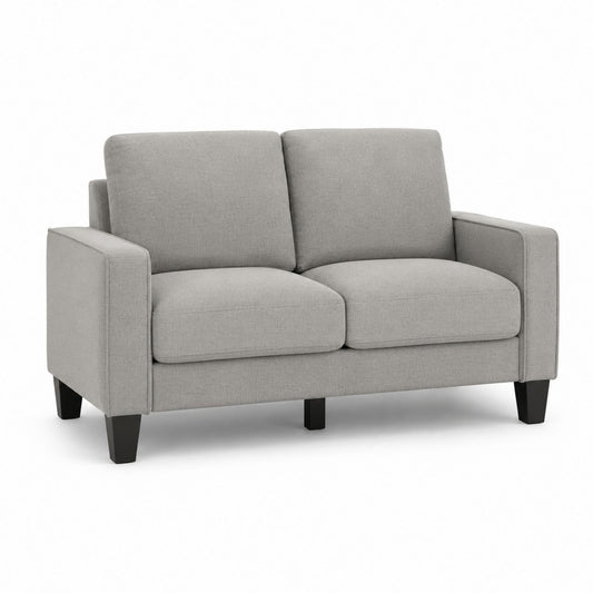 Sofa dwuosobowa z tkaniny poliestrowej, szara