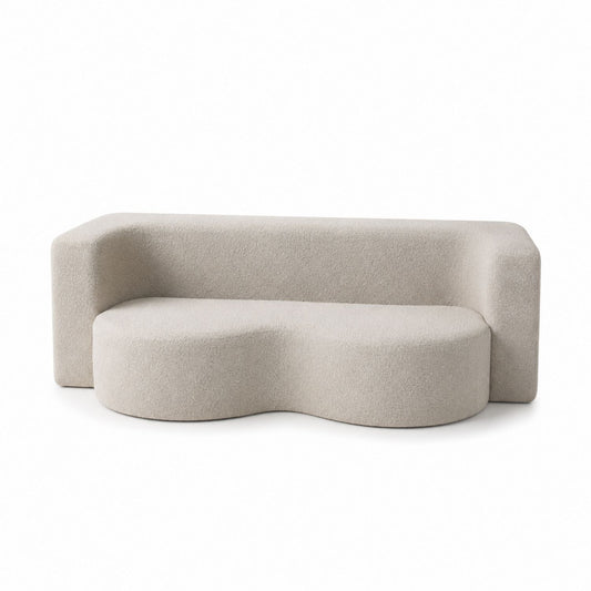 Sofa z tkaniny poliestrowej, Beżowy, 220 cm