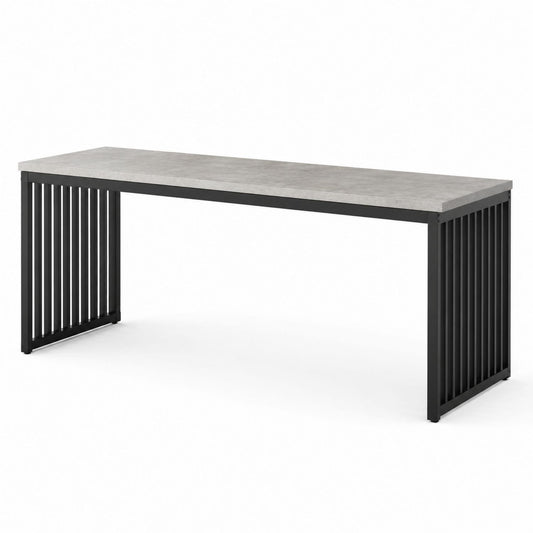 Biurko z blatem betonowym i metalowymi nogami 180x60x75 cm Szary/Czarny